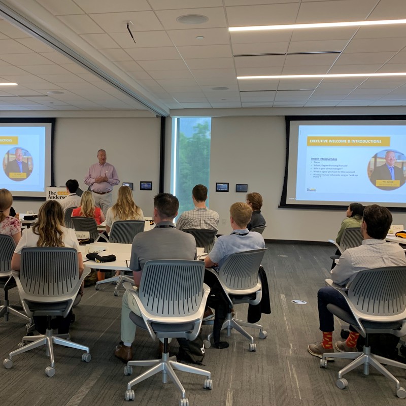 CEO Pat Bowe presenting to interns 