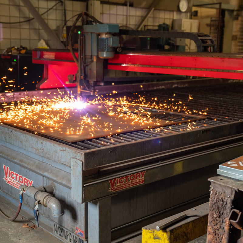 The Andersons Fabrication Shop equipment while cutting metal