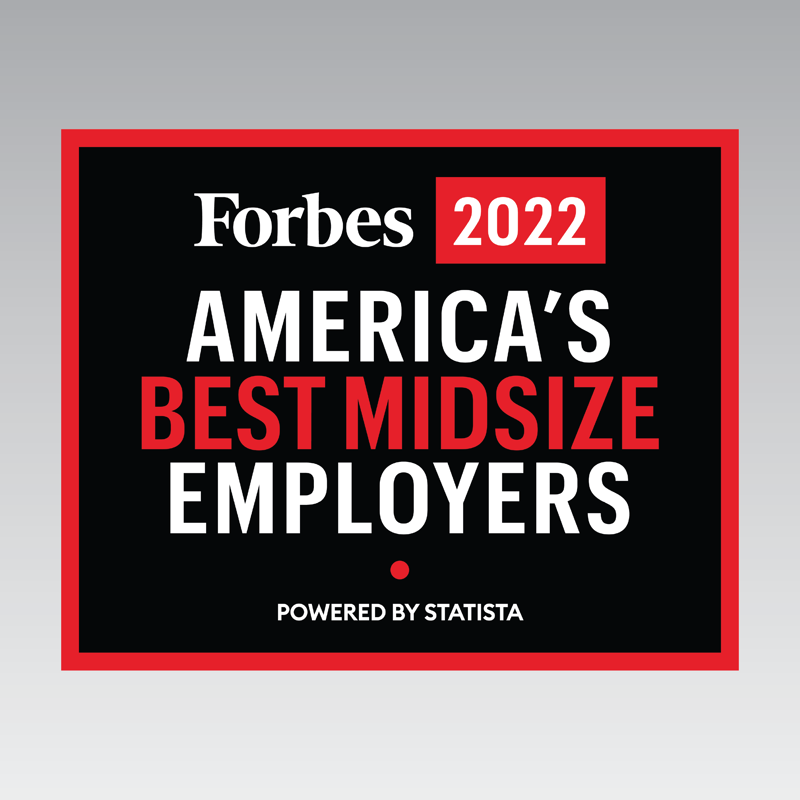 Logo for the Forbes America's Best Midsize Employer 2022 Award