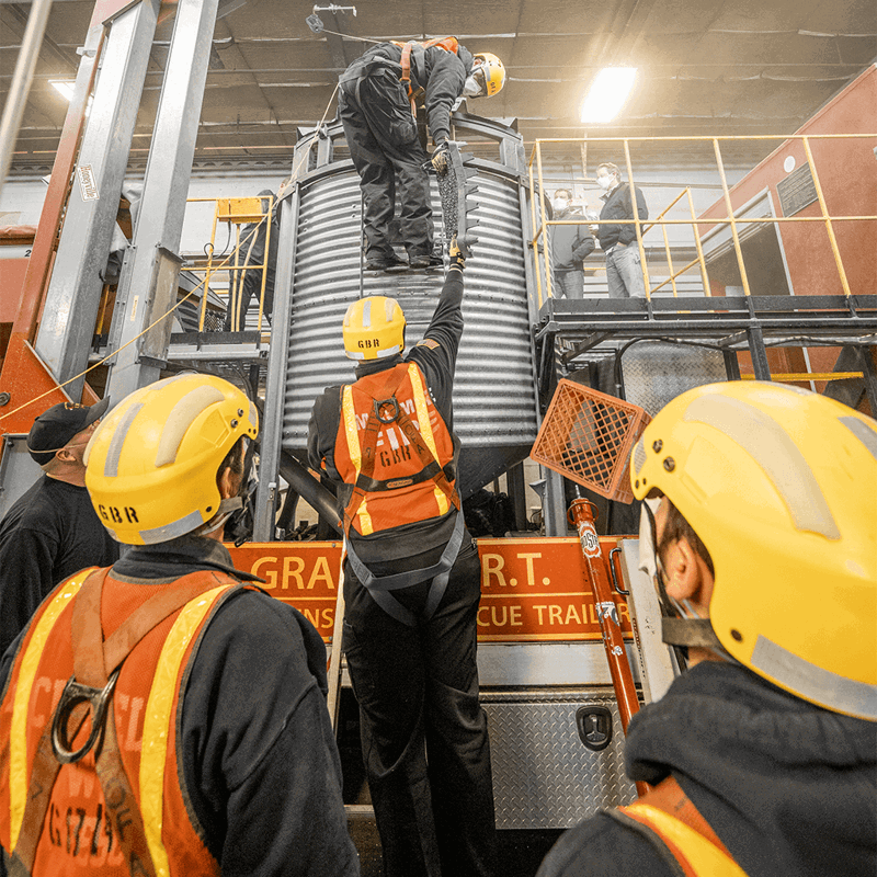 Grain bin rescue training