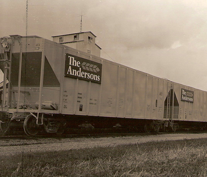 Railcars at an operations location in the 1970s