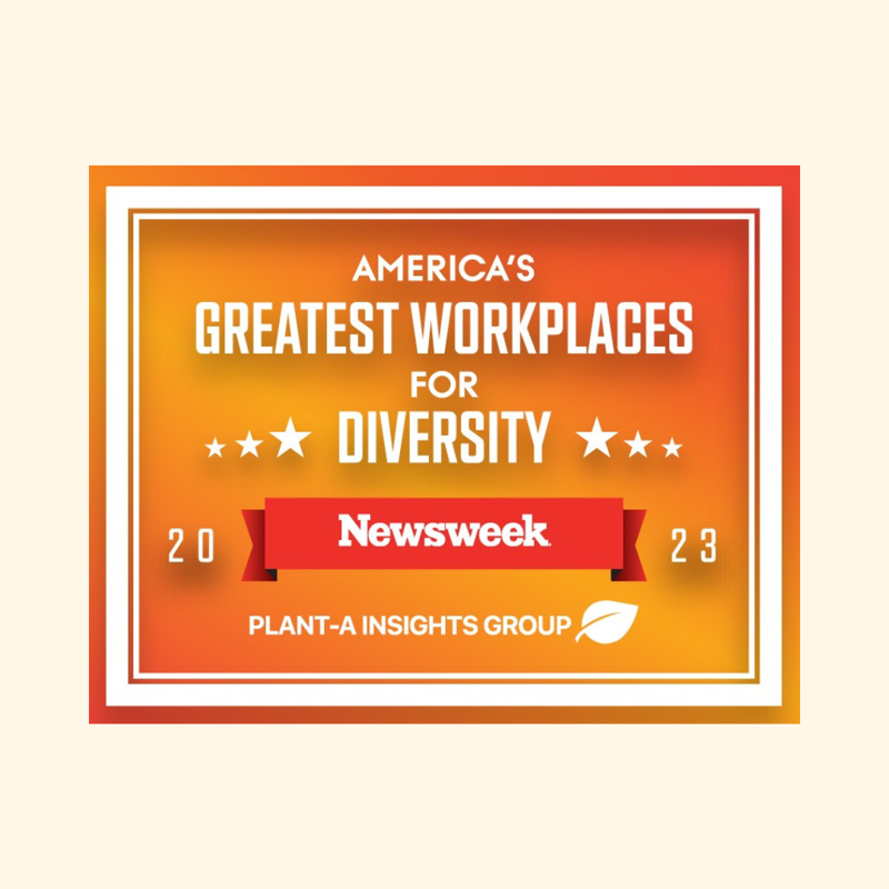 Logo for Newsweek America's Greatest Workplaces for Diversity for 2023 