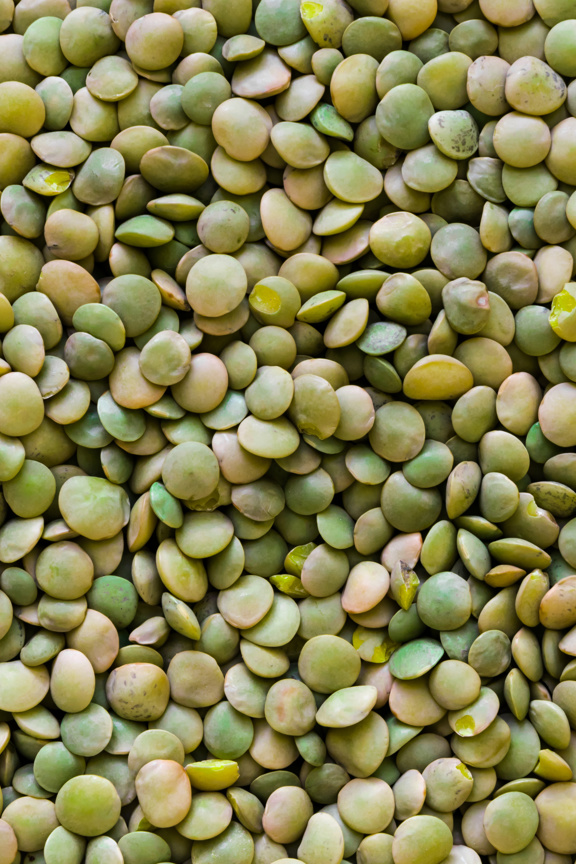 Pile of green lentils 