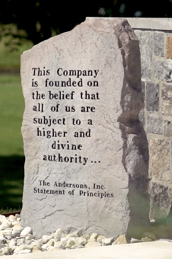 Statement of Principles rock installation at The Andersons headquarters