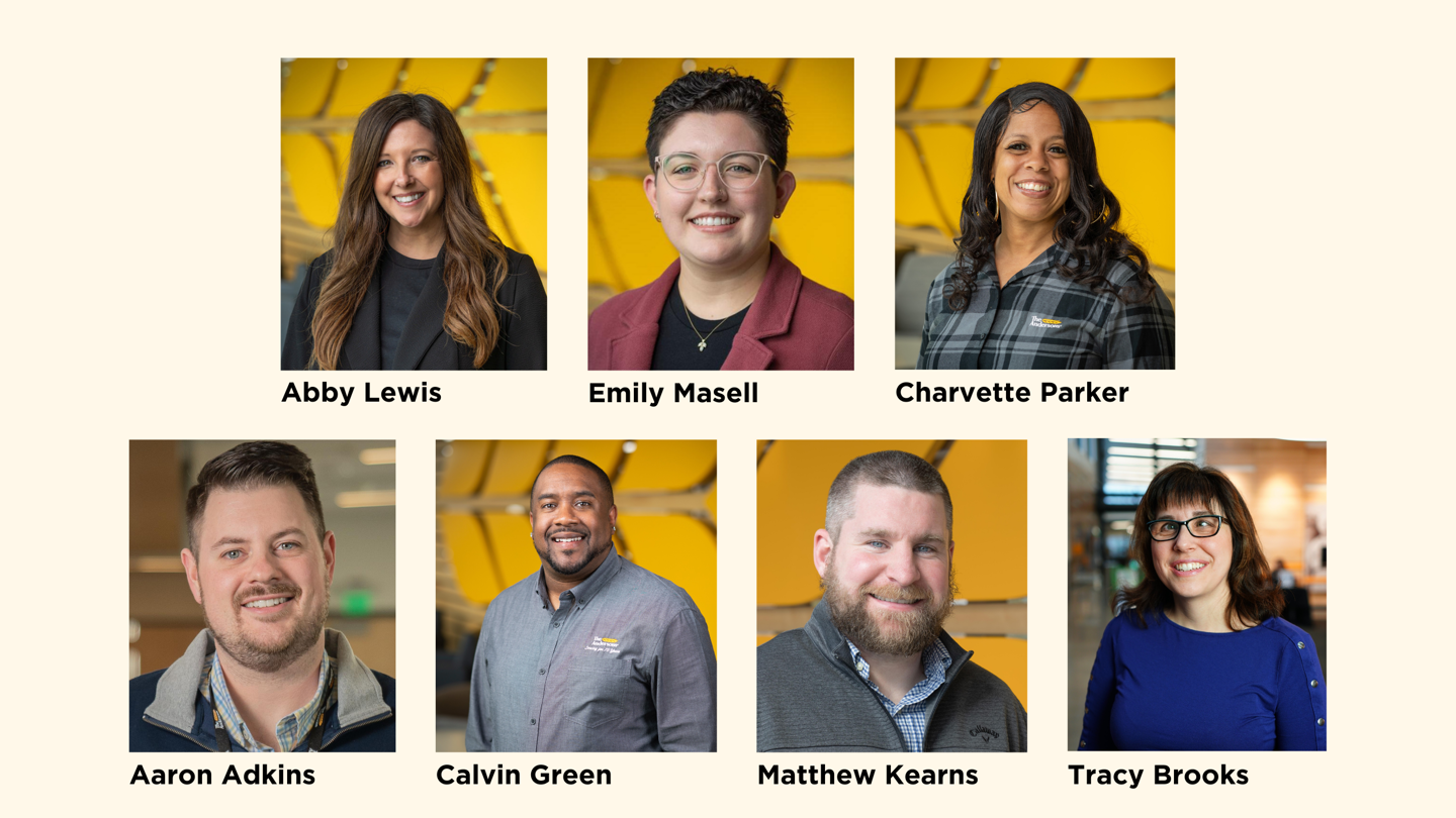 Headshots of The Andersons recruiting team: Abby Lewis, Emily Masell, Charvette Parker, Aaron Adkins, Calvin Green, Matthew Kearns, Tracy Brooks