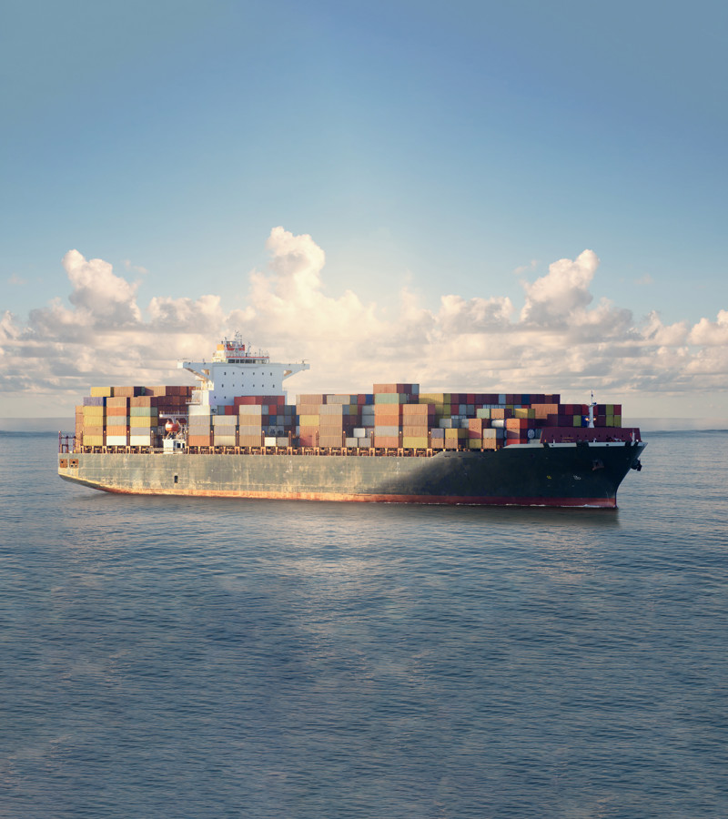 Container ship out at sea