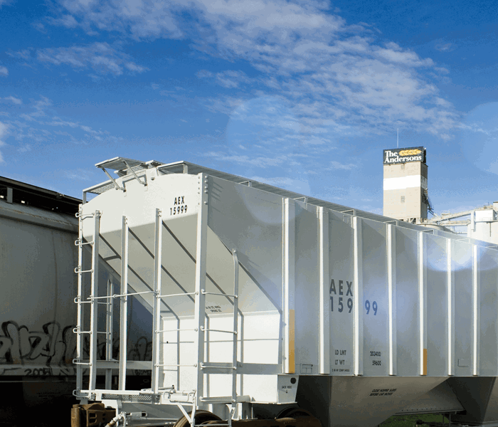 Railcars at The Andersons elevator in the 2000s