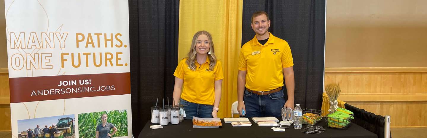 Several employees at The Andersons recruiting booth at a job fair