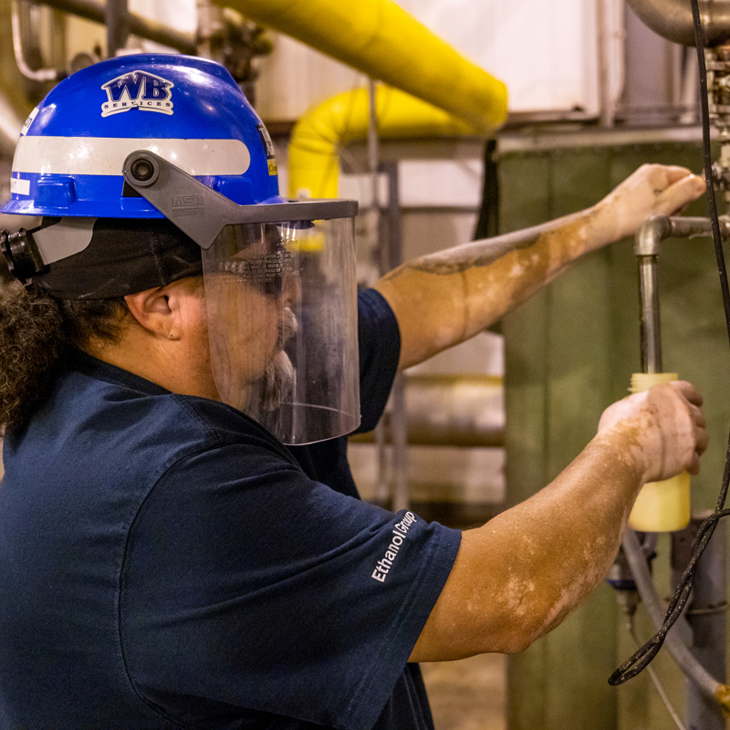 Individual working at an ethanol plant