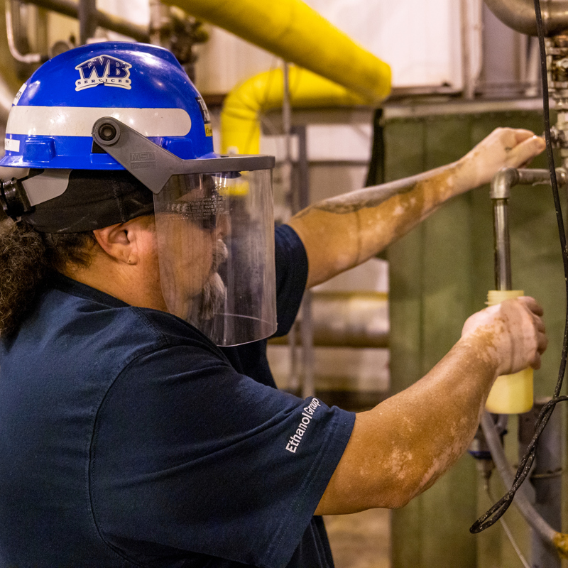 Individual working at an ethanol plant